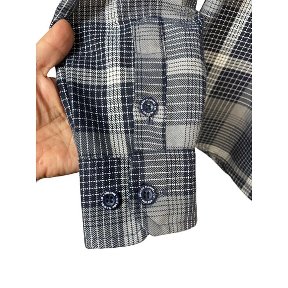 Dixxon Shirt Womens Medium Gray Blue The Paulson Plaid Button Up Flannel Pockets - Picture 6 of 12